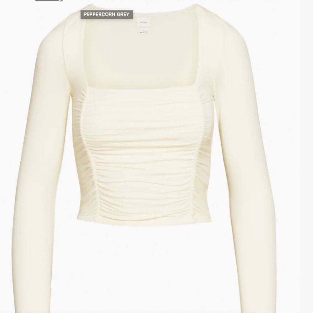 Aritzia Wilfred Lydia top Ruched square-neck longsleeve XS Worn only once